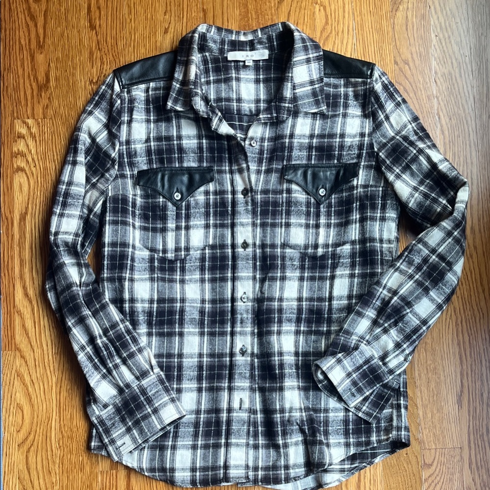 IRO Black and White Plaid Women's Button Down Shirt